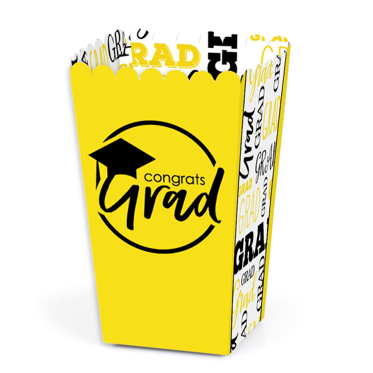 Big Dot of Happiness Yellow Graduation Party Favor Popcorn Treat Boxes - Set of 12